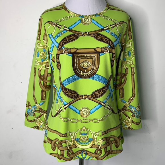 J. McLaughlin Tops J Mclaughlin Womens Green Brown Long Sleeve